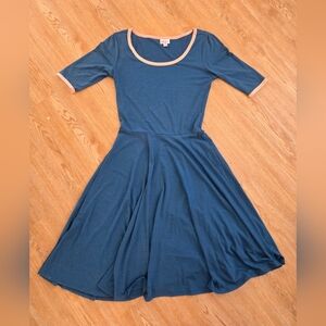 Lularoe Blue Dress with Pink Trim